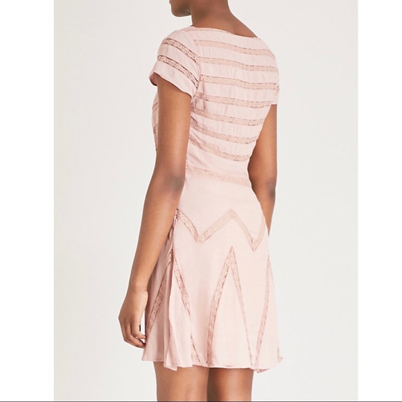NEW FREE PEOPLE PINK LACE INSET MINI DRESS - Picture 7 of 10